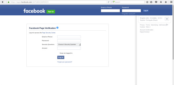 Facebook phishing app