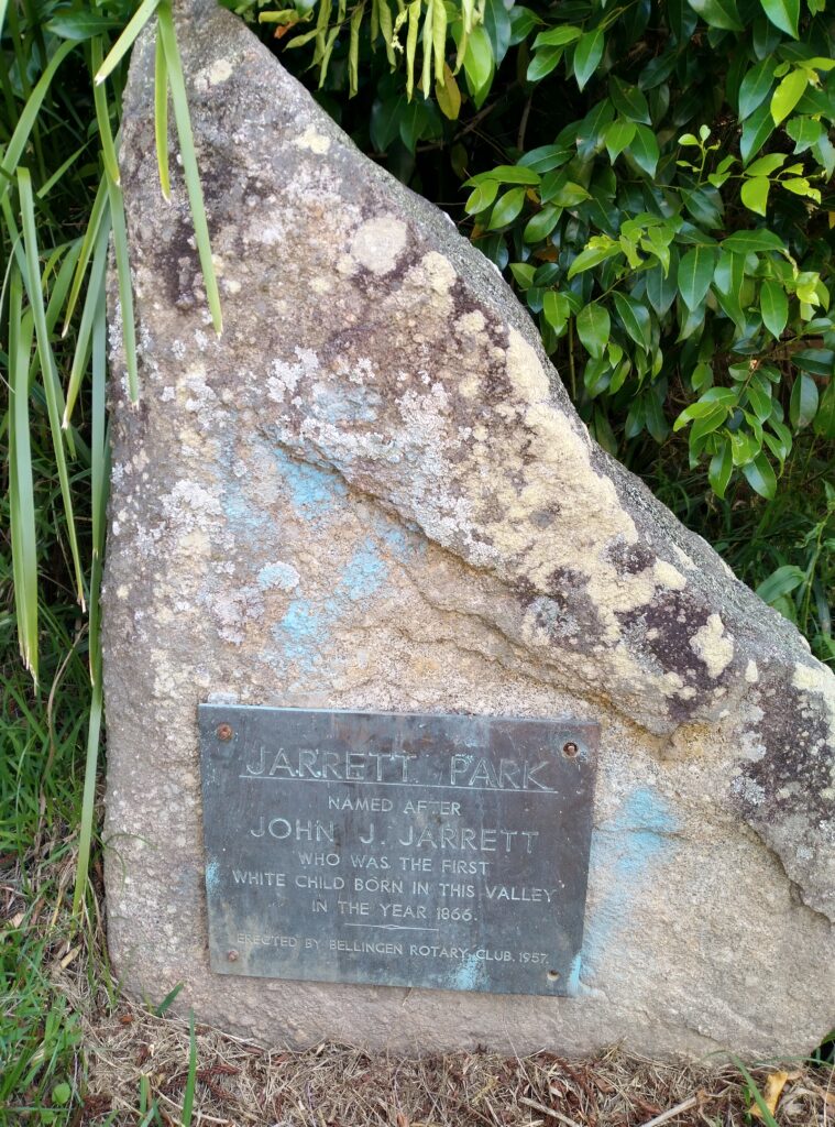 Jarrett Park Memorial Plaque, Bellingen NSW, December 2022