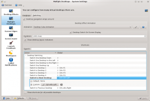 Setting key bindings for KWin's spinning cube effect